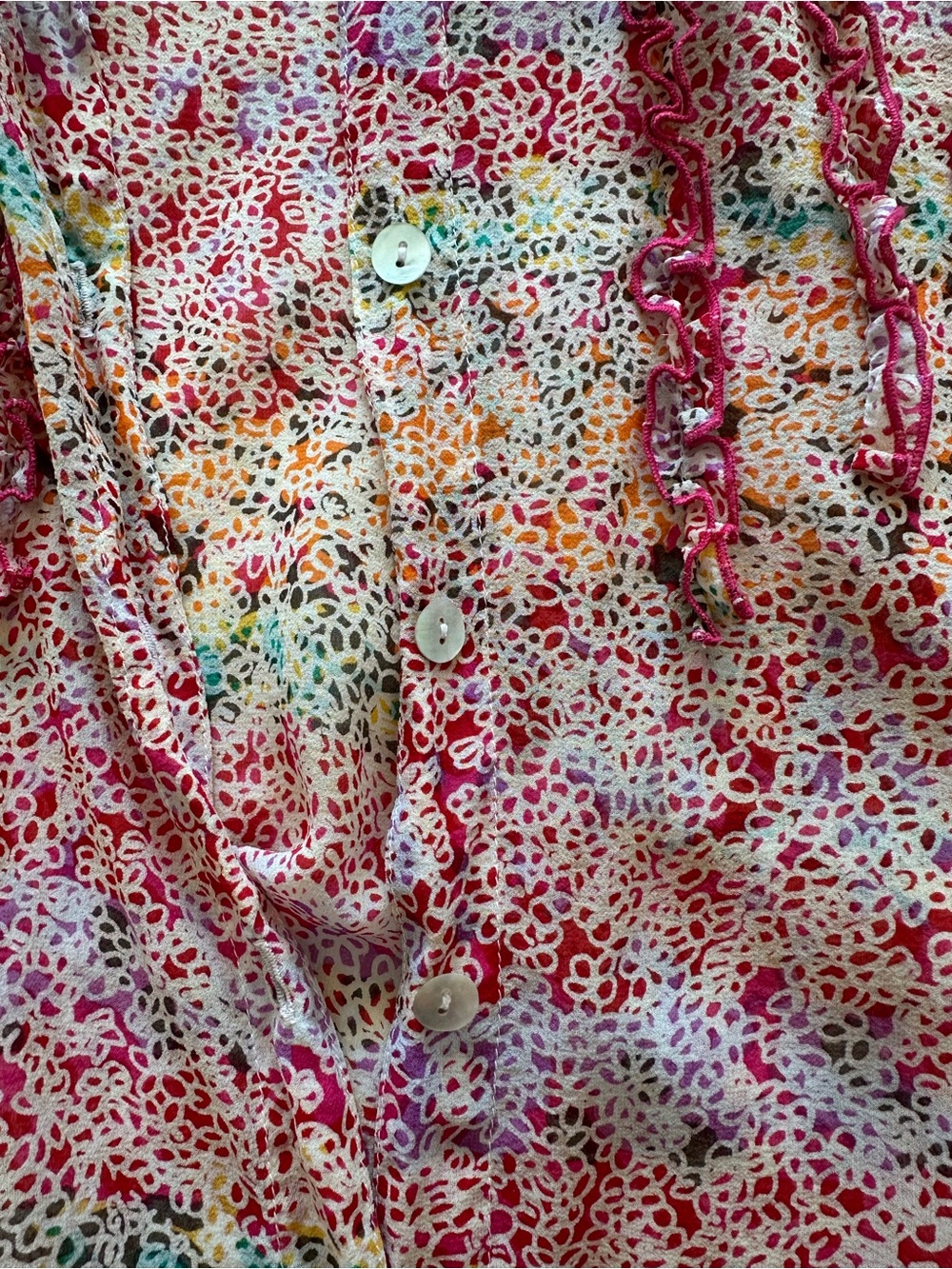 Johnny Was Silk Spring Ruffled Top, Medium - Picture 5 of 12